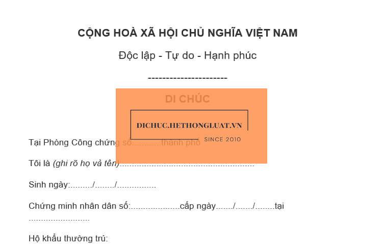 [THỪA KẾ] - Văn phòng Luật soạn văn bản di chúc công chứng tại địa điểm Xã Long Hưng, tỉnh Đồng Tháp