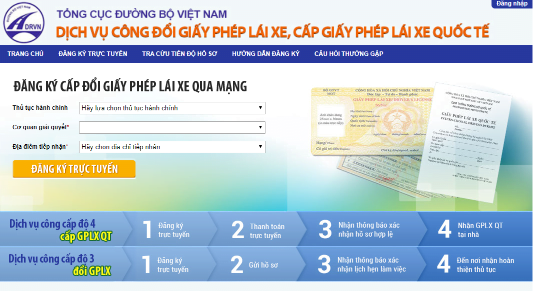 Các bước đăng ký đổi đổi giấy phép lái xe trực tuyến từ hôm nay (14/11).