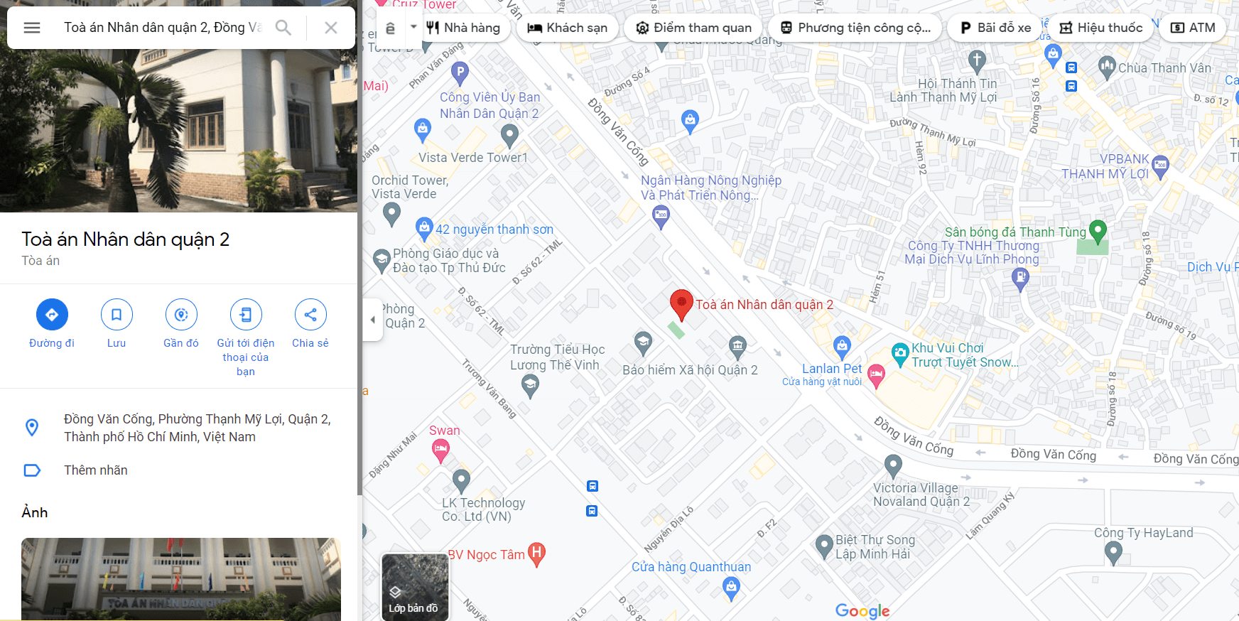 Điện thoại địa chỉ Tòa án quận 2 HCM.