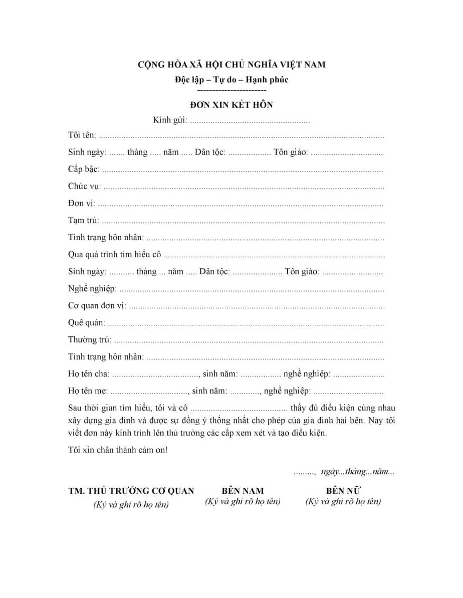 Aluat.vn | Đơn xin kết hôn theo quy định luật hiện nay (Cập nhật 2023).
