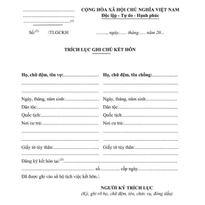 Mẫu trích lục ghi chú kết hôn mới nhất 2023?.