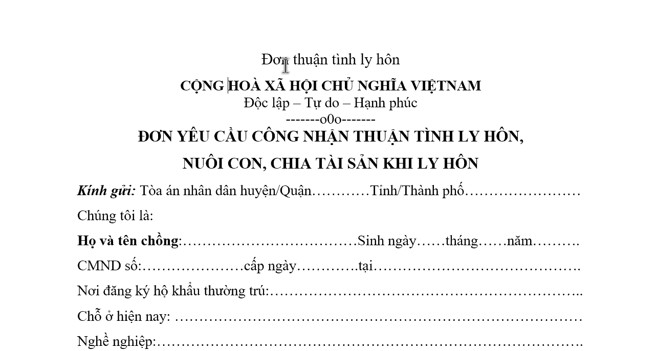 Aluat.vn | Mẫu Đơn ly hôn thuận tình mới nhất [Cập nhật 2023].