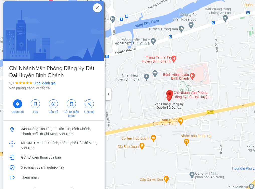 Địa chỉ văn phòng đăng ký đất đai Huyện Bình Chánh.
