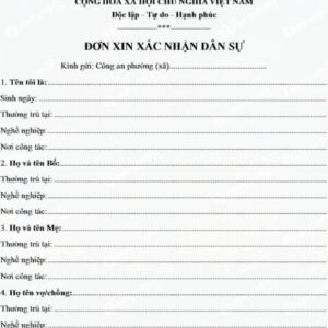 Mẫu đơn xin xác nhận dân sự.