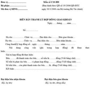 Mẫu biên bản thanh lý hợp đồng thông dụng hiện nay.