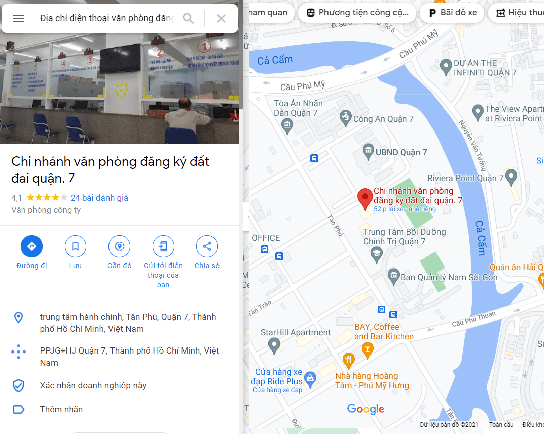 Địa chỉ văn phòng đăng ký đất đai nhà nước Quận 7.