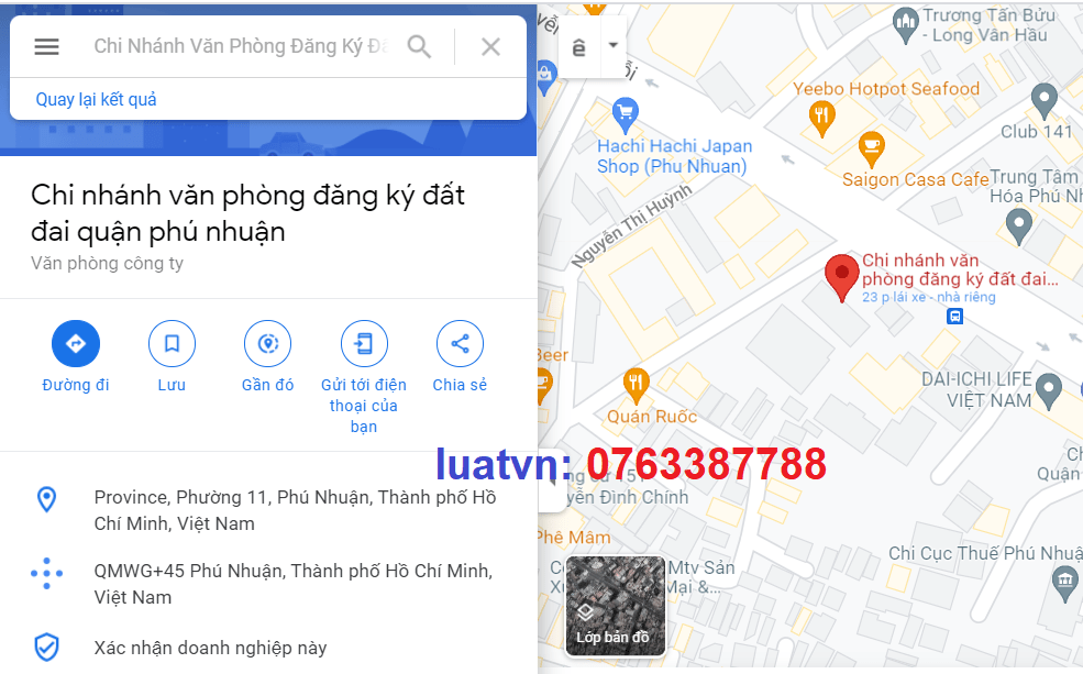 Địa chỉ văn phòng đăng ký đất đai Quận Phú Nhuận.