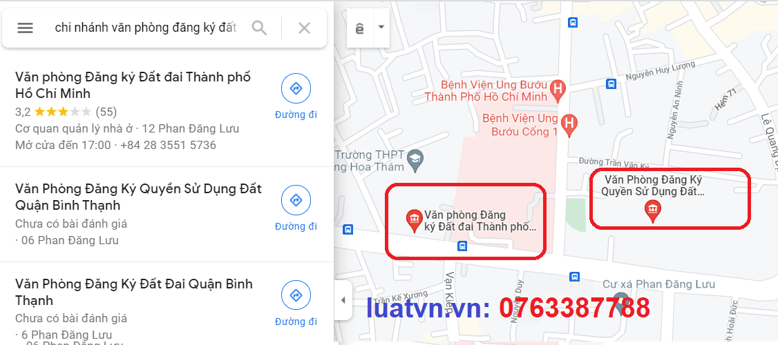 Địa chỉ văn phòng đăng ký đất đai Quận Bình Thạnh.