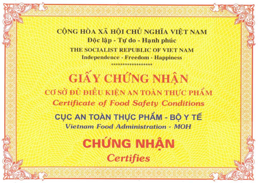 Giấy phép An toàn thực phẩm