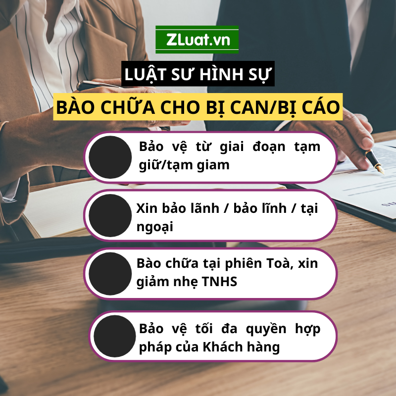 Luật sư bảo vệ vị can, bị cáo trong các vụ án hình sự